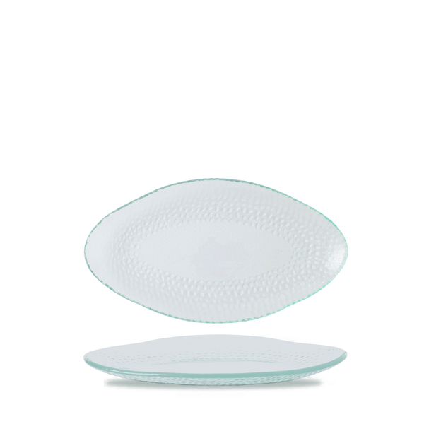 Isla Glass Clear Organic Oval Plate 30 x 16.2cm