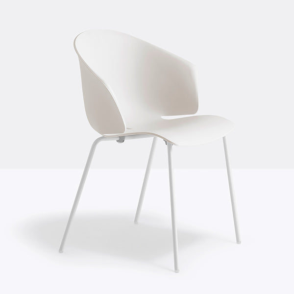 Armchair GRACE, White Shell and white powder Coated Legs (Only Available For Lebanon)