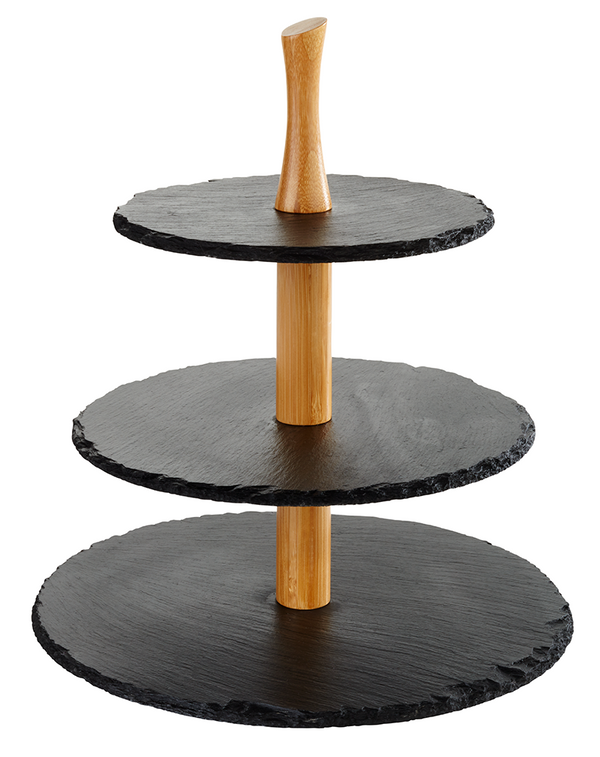 3-Tier Tray Natural Slate 26 x 18 cm