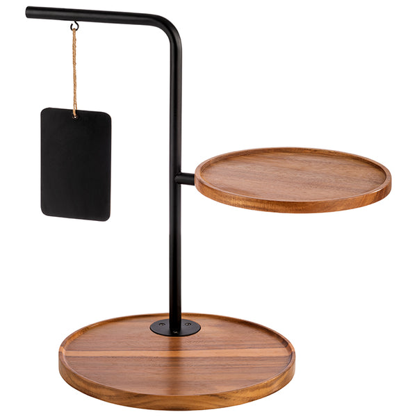 Iron Metal Stand With Two Wooden Trays