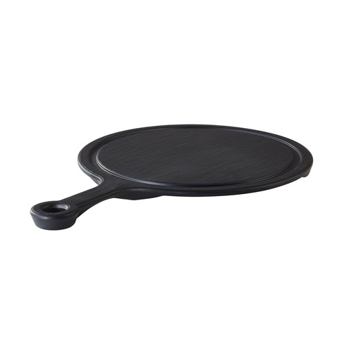 Round tray with SLATE melamine handle, black 23 cm