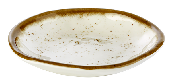 Stone Art Melamine White and Brown Plate 15.5 cm
