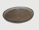 Round Flat Tray with Straight Borders Diam 45cm H 5cm Amber