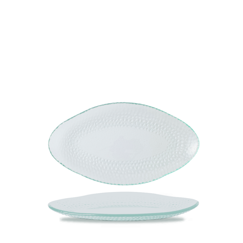 Isla Glass Clear Organic Oval Plate 30 x 16.2cm