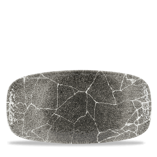 Kintsugi Reverse Quartz Black  Chefs Oblong Plate 29.8 x 15.3cm