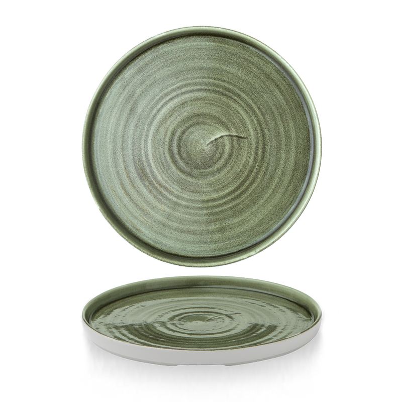 Stonecast Patina Burnished Green Walled Plate 26cm