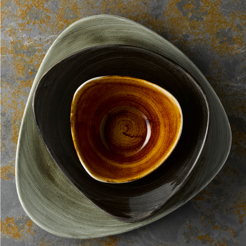 Stonecast Patina Antique Taupe Triangle Plate 22.9cm