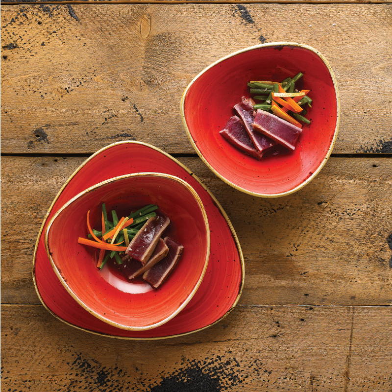Stonecast Berry Red Triangle Plate 22.9cm