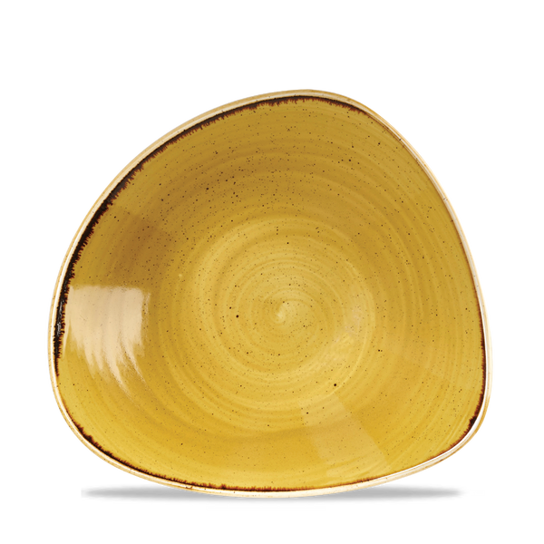 Stonecast Mustard Seed Yellow Triangle Bowl 23.5cm