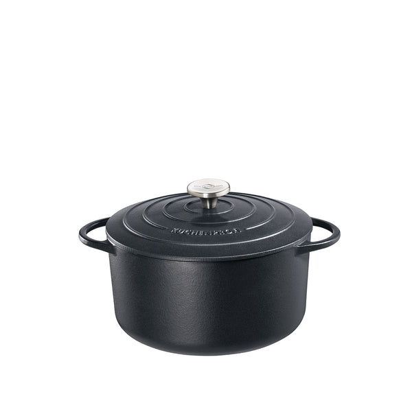 Provence Round Casserole/Oven Cast Iron Black 6.6 L