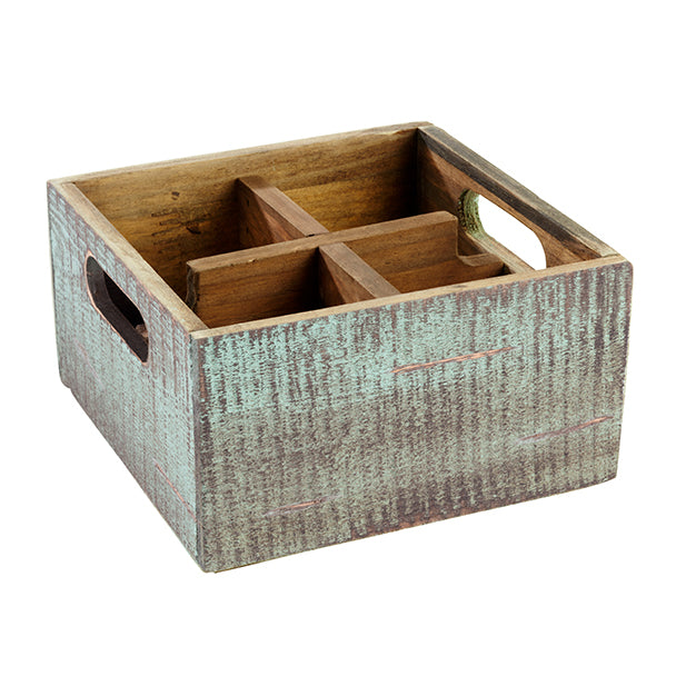 Vintage Wooden Table Caddy 17cm - Blue