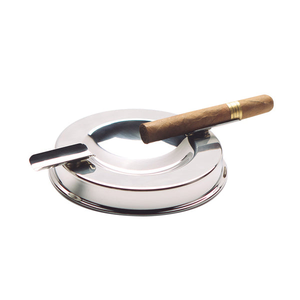 Round Cigar Holder Ashtray for 2 persons - Stainless Steel 