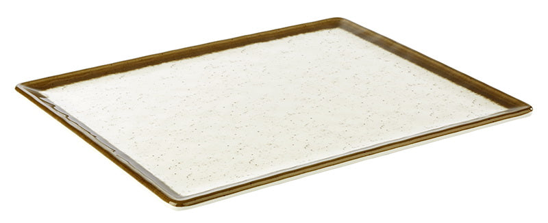 Stone Art Tray  GN 1/2 Melamine White and Brown 32.5 x 26.5 cm