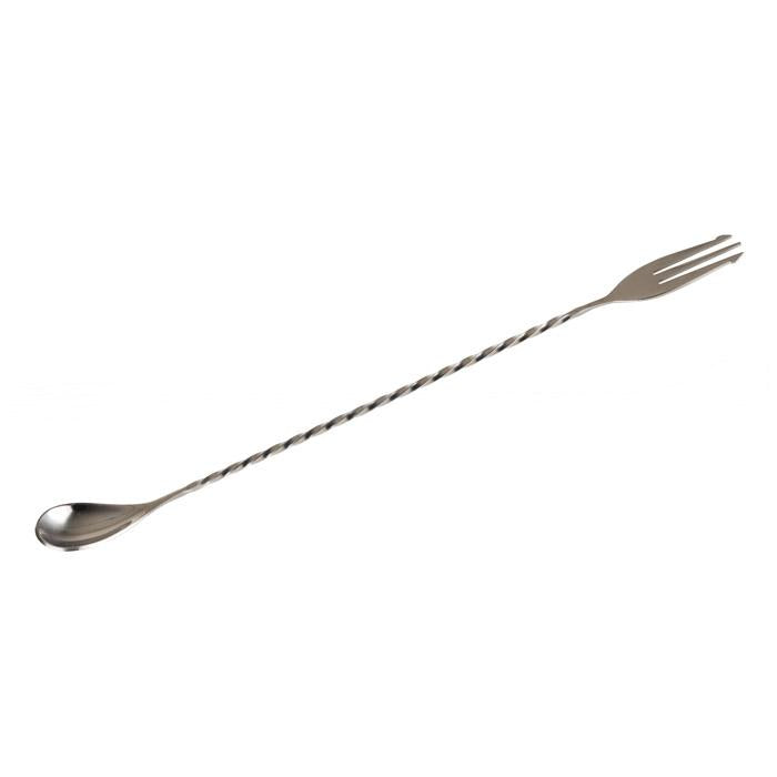 Cocktail Bar Spoon with Fork - Stainless Steel - 30cm