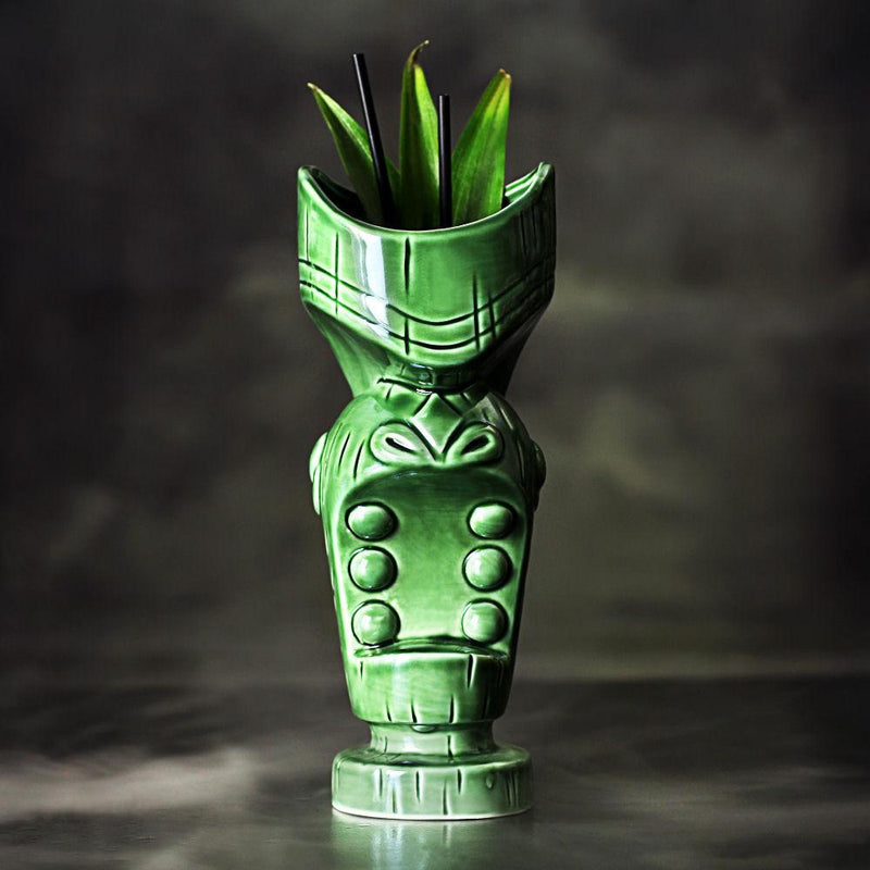 Tiki Mug green Mouth 675ml - Special Cocktail Porcelain Purpul Shiny - Bartender / Bar Tools - Germany