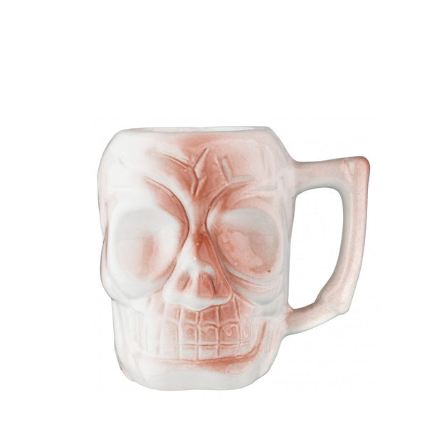 Tiki Mug Skull White Stoneware  - Special Cocktail Porcelain Purpul Shiny - Bartender / Bar Tools - Germany