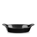 Cook & Serve/Eared Dish/Cookware - Round  - Black  Porcelain Oven Safe - Churchill UK
