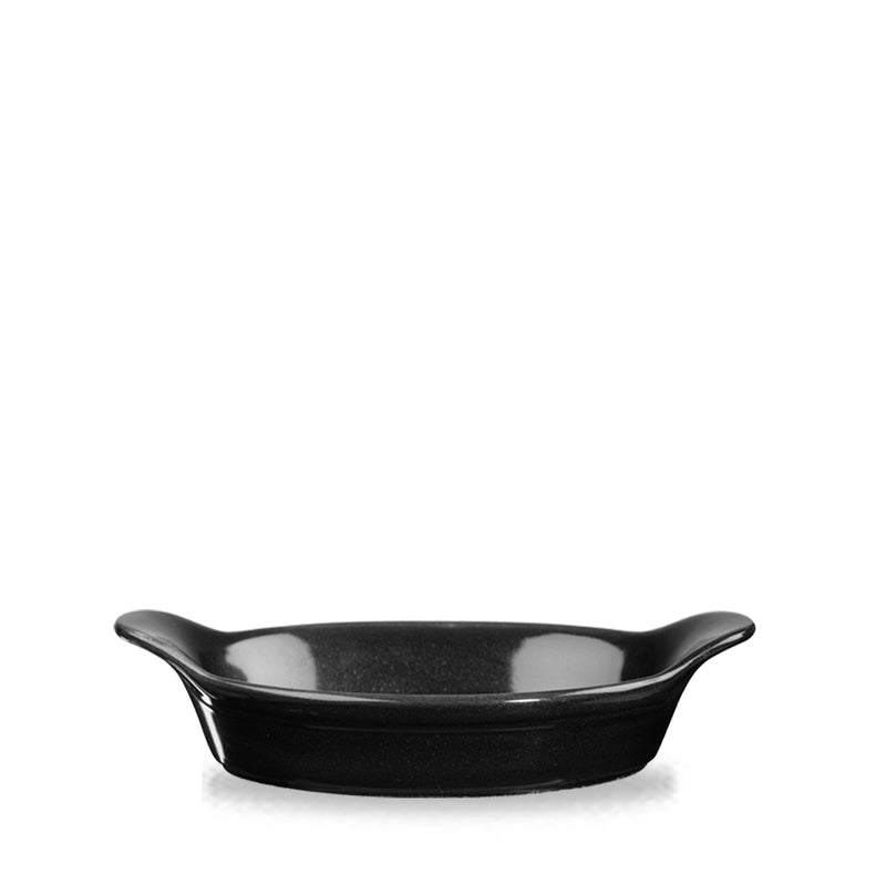 Cook & Serve/Eared Dish/Cookware - Round  - Black  Porcelain Oven Safe - Churchill UK