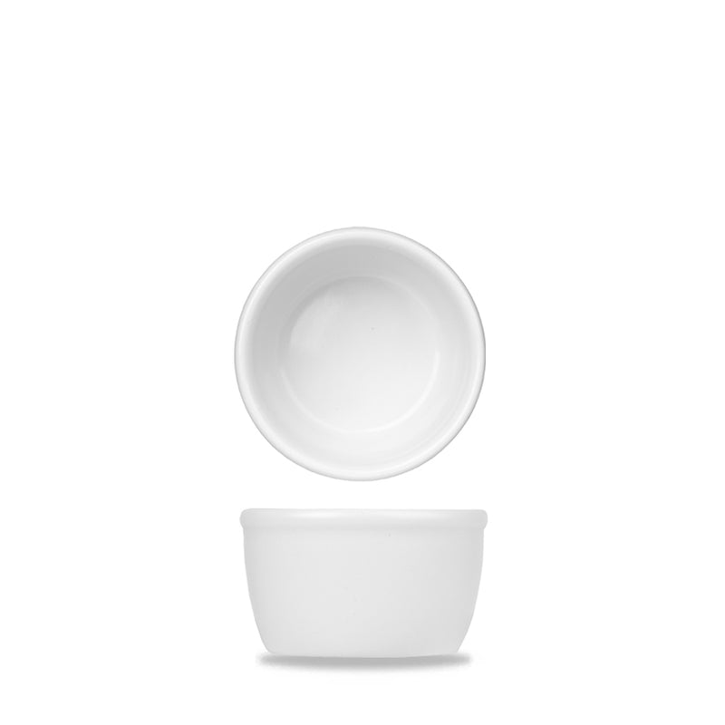 Round Ramekin/Souffle Dish/Cookware - White Menu Sizzle - Porcelain Oven Safe - Churchill UK