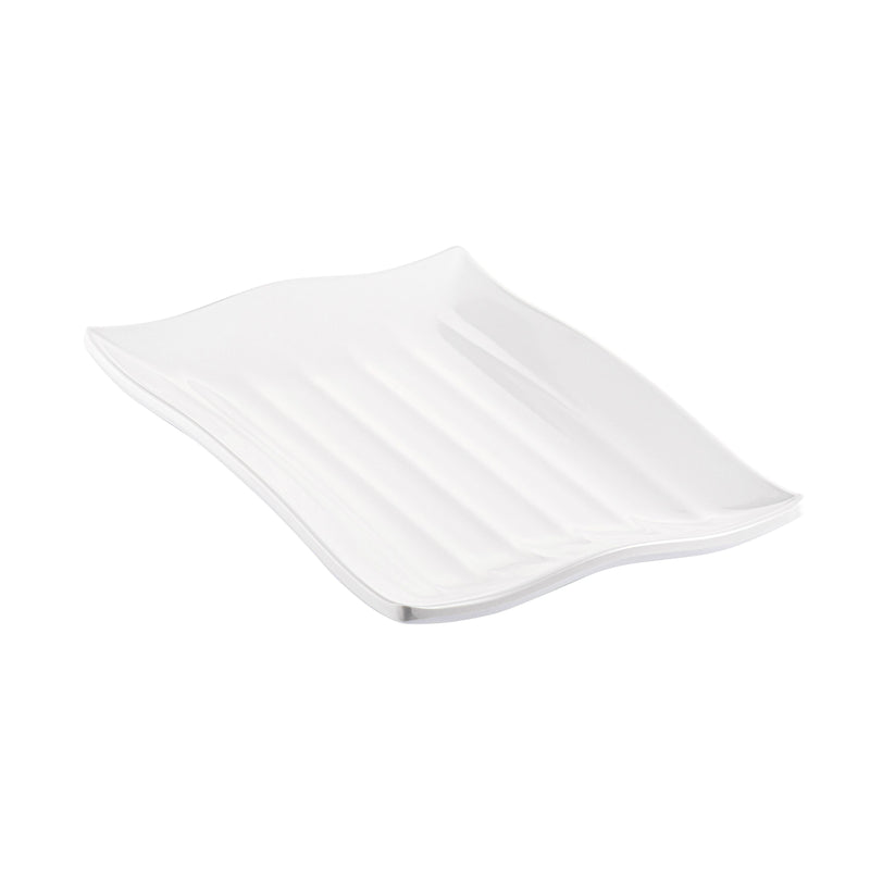 Wavy Melamine Platter 21x15cm - White