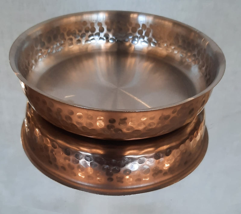 Round Pan  SS Hammered Copper