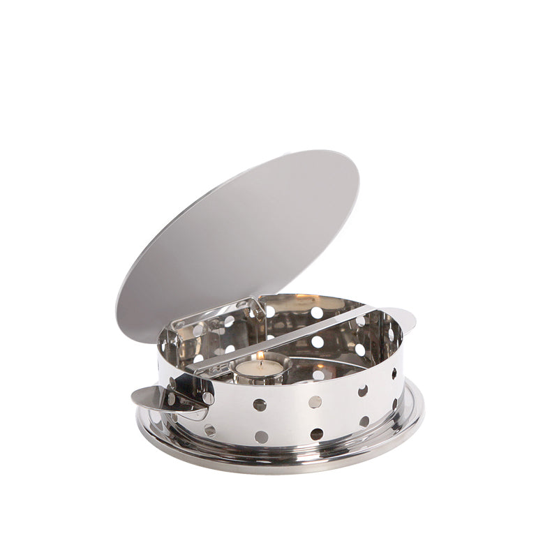Round table plate warmer - Stainless Steel (2 candles)