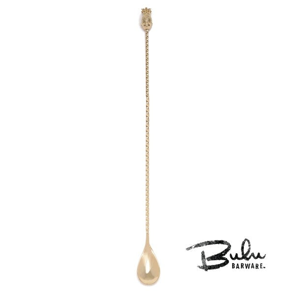 Cocktail Barspoon Pineapple Gold Plated 33.5cm
