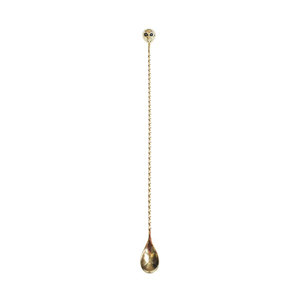 Cocktail Barspoon Skull Gold Plated 33cm