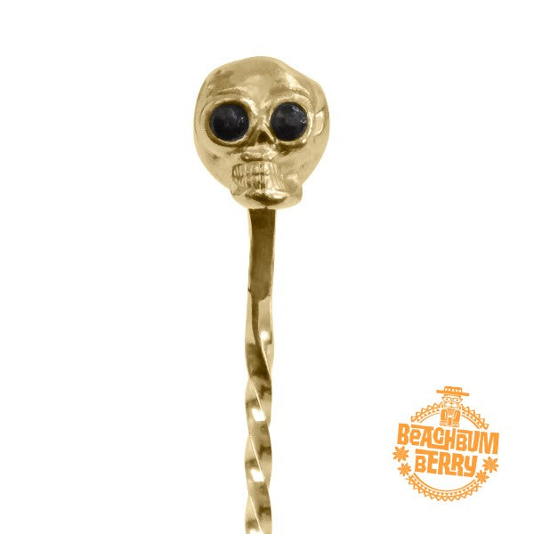 Cocktail Barspoon Skull Gold Plated 33cm