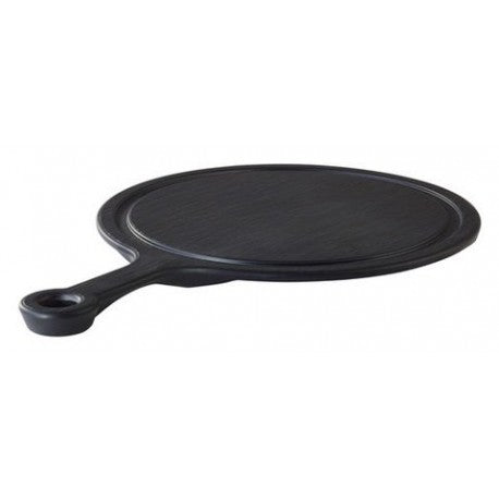 Round tray with SLATE melamine handle, black 33.5 cm