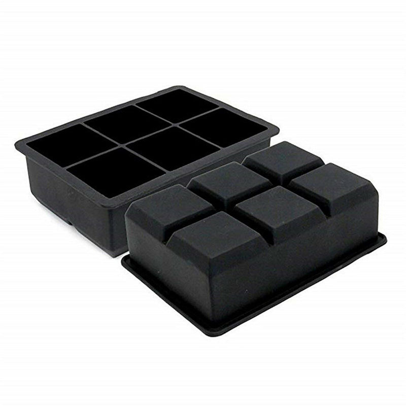 XXL Black / Red Ice Mold Cube With Lid  Makes 6 Cubes 5cm Each