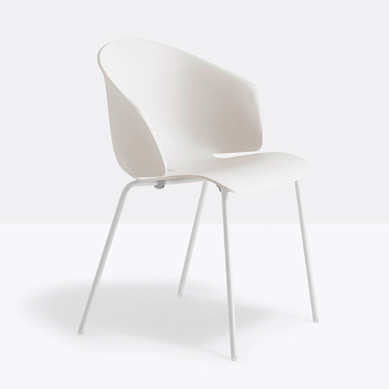 Armchair GRACE, White Shell and white powder Coated Legs (Only Available For Lebanon)